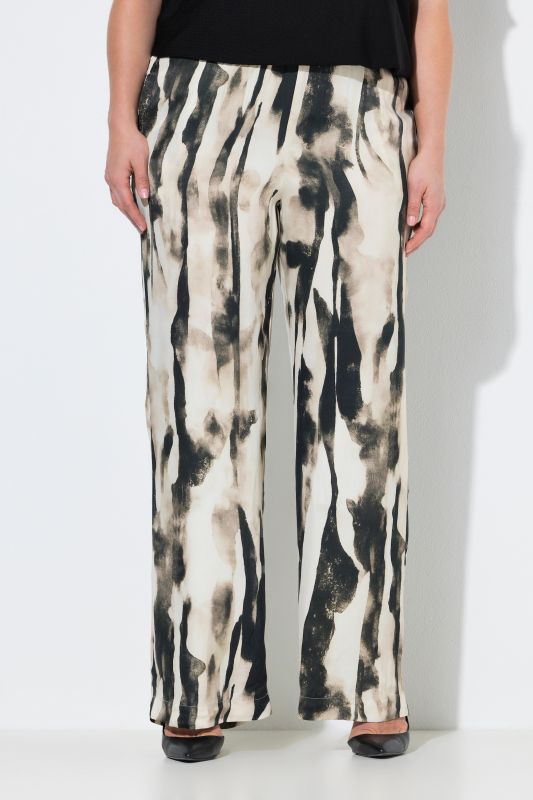 Printed Elastic Waist Satin Pants