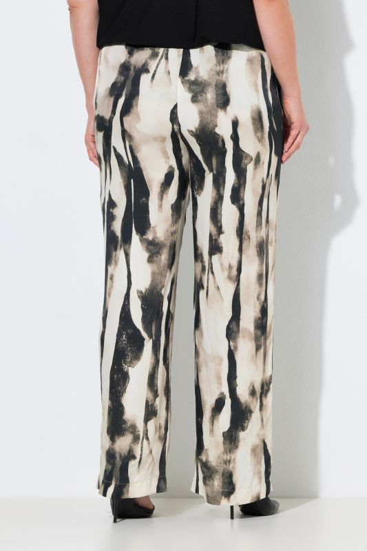 Printed Elastic Waist Satin Pants