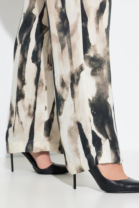 Printed Elastic Waist Satin Pants