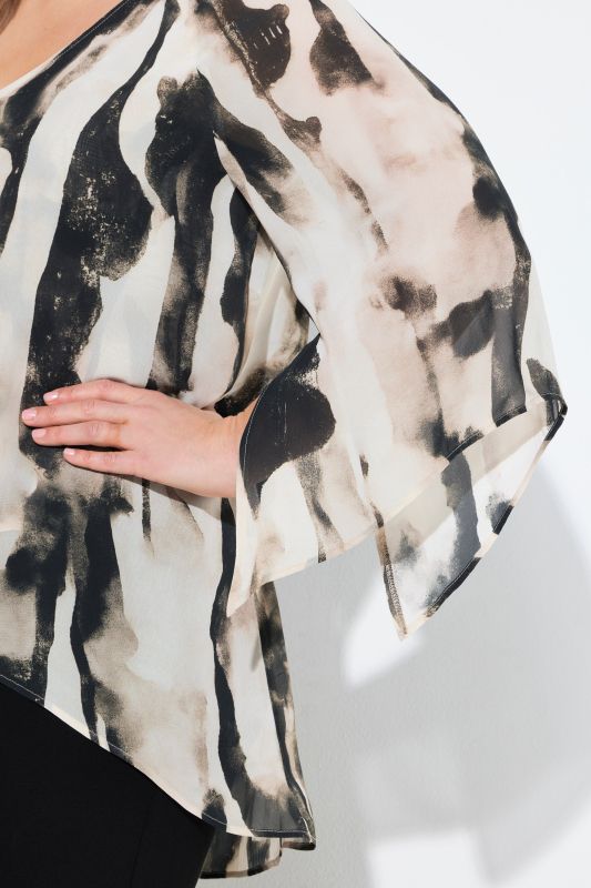 Printed Asymmetric Chiffon Blouse