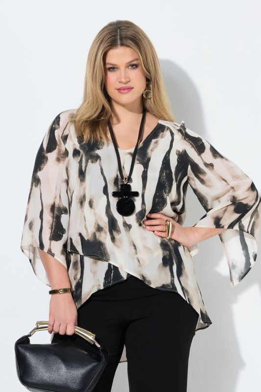 Printed Asymmetric Chiffon Blouse