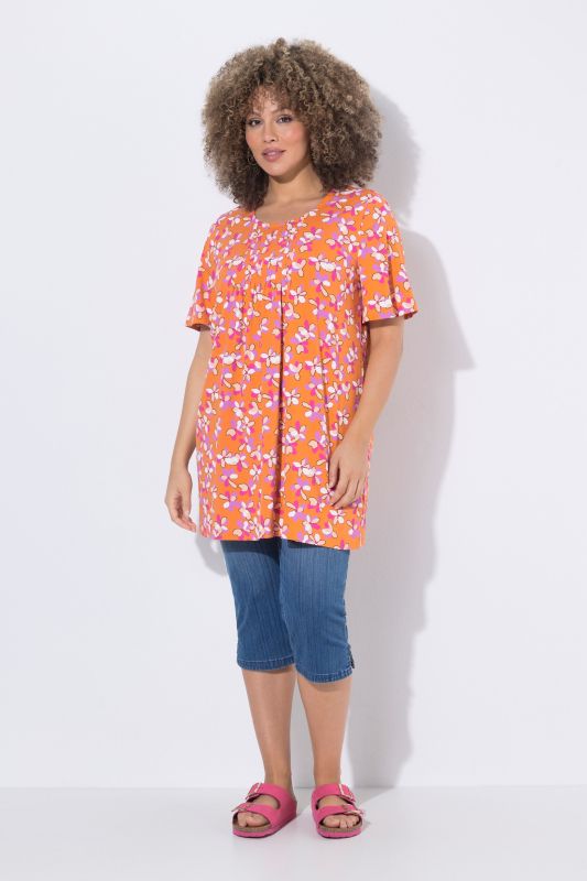 Minimal Floral Print Knit Tunic