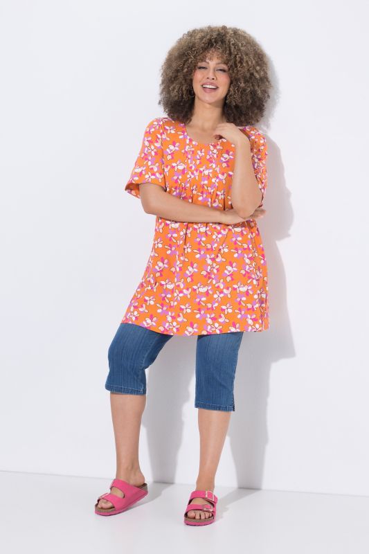 Minimal Floral Print Knit Tunic