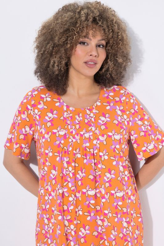 Minimal Floral Print Knit Tunic