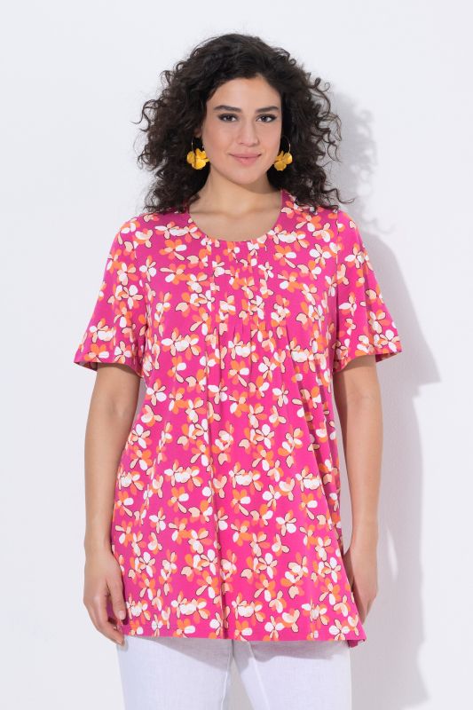 Minimal Floral Print Knit Tunic