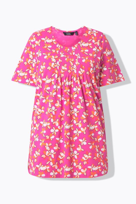 Minimal Floral Print Knit Tunic