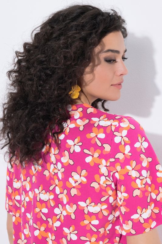 Minimal Floral Print Knit Tunic