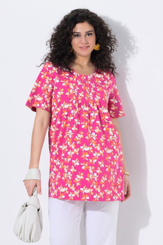 Minimal Floral Print Knit Tunic