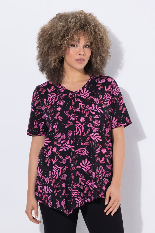 Maritime Print Pointed Hem Tee