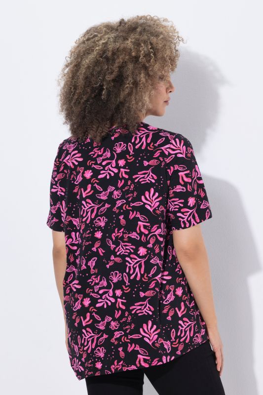 Maritime Print Pointed Hem Tee