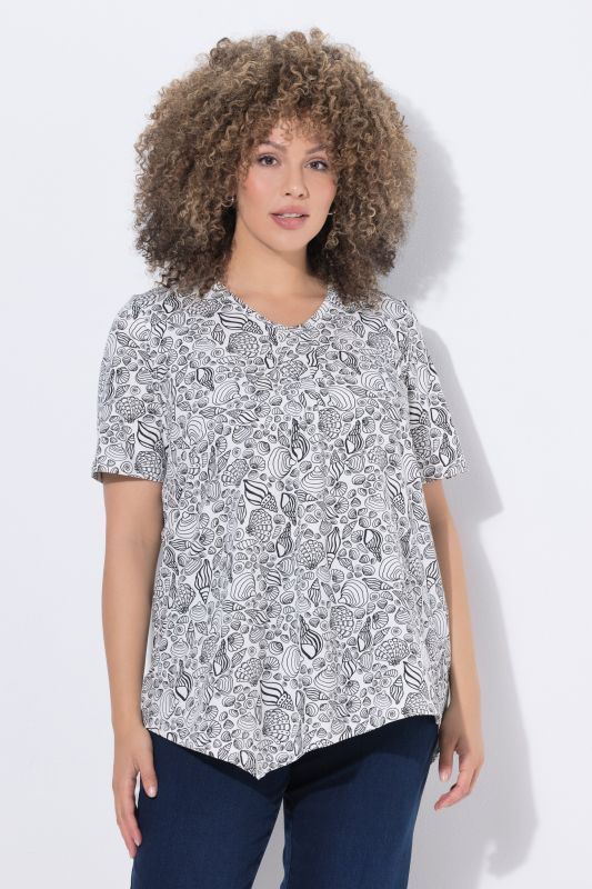 Maritime Print Pointed Hem Tee