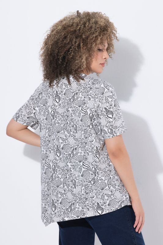 Maritime Print Pointed Hem Tee