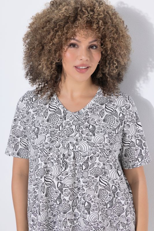 Maritime Print Pointed Hem Tee