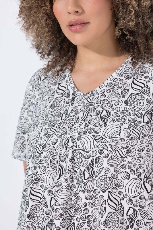 Maritime Print Pointed Hem Tee