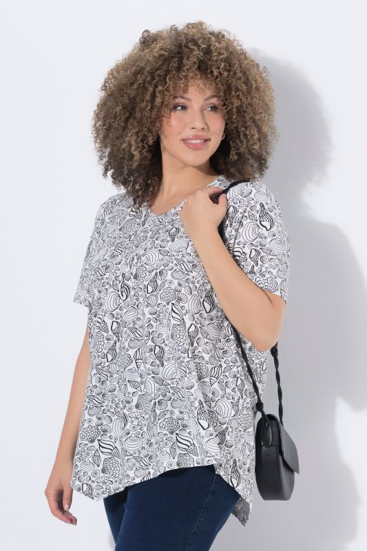 Maritime Print Pointed Hem Tee