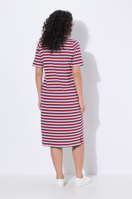 Striped Short Sleeve V-Neck Dress