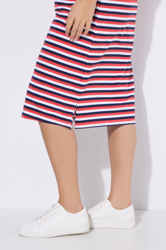 Striped Short Sleeve V-Neck Dress