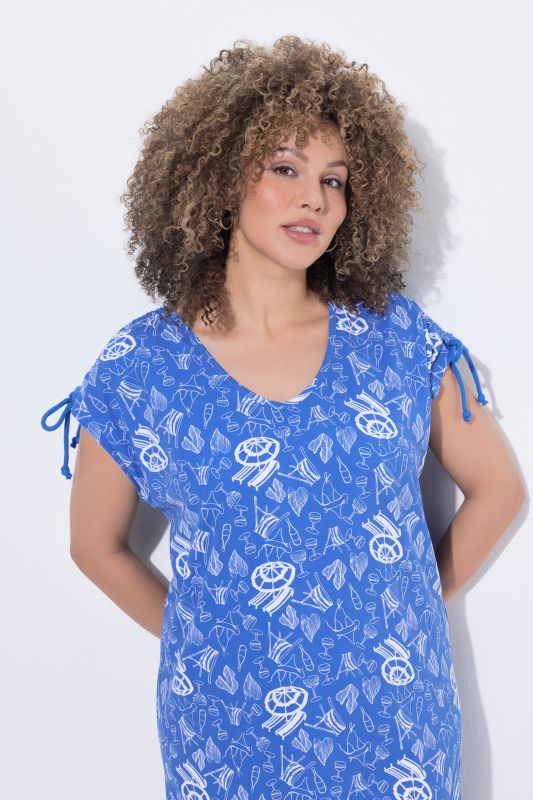 Umbrella Print Adjustable Cap Sleeve Dress