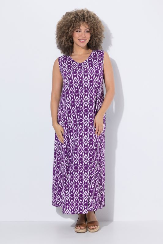 Geometric Diamond Print Sleeveless Dress