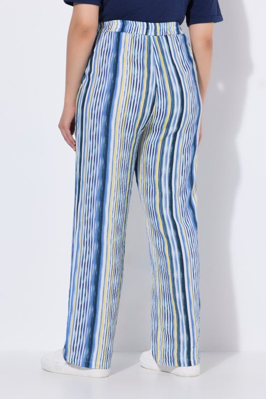Striped Muslin Elastic Waist Pants