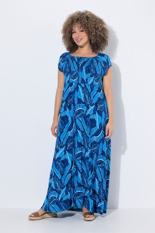 Feather Print Smocked Dress