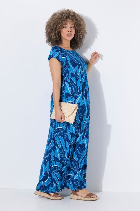 Feather Print Smocked Dress