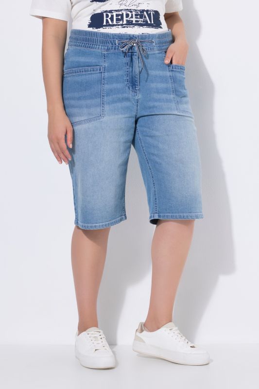 Wide Leg Drawstring Waist Bermuda Shorts