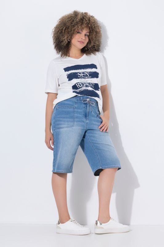 Wide Leg Drawstring Waist Bermuda Shorts