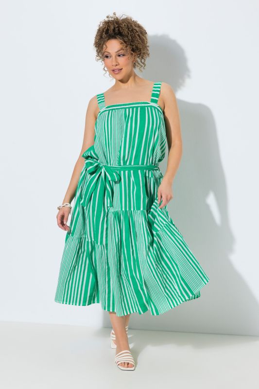 Striped Sleeveless Ruffle Dress