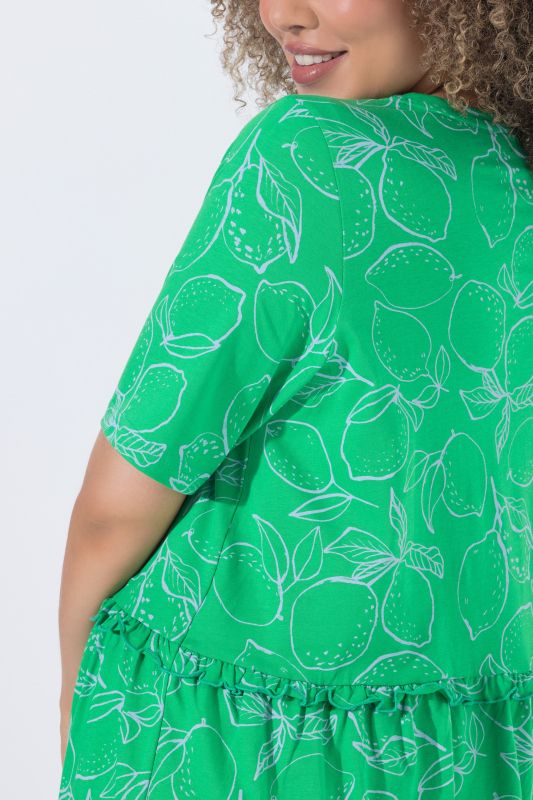 Lemon Print Ruffled T-Shirt Dress