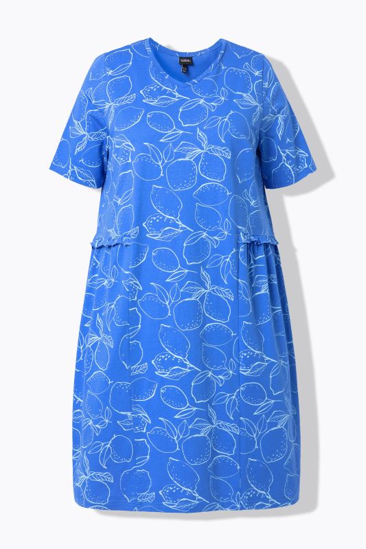 Lemon Print Ruffled T-Shirt Dress