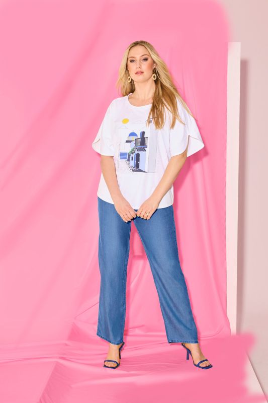 Тениска с графичен принт на Санторини