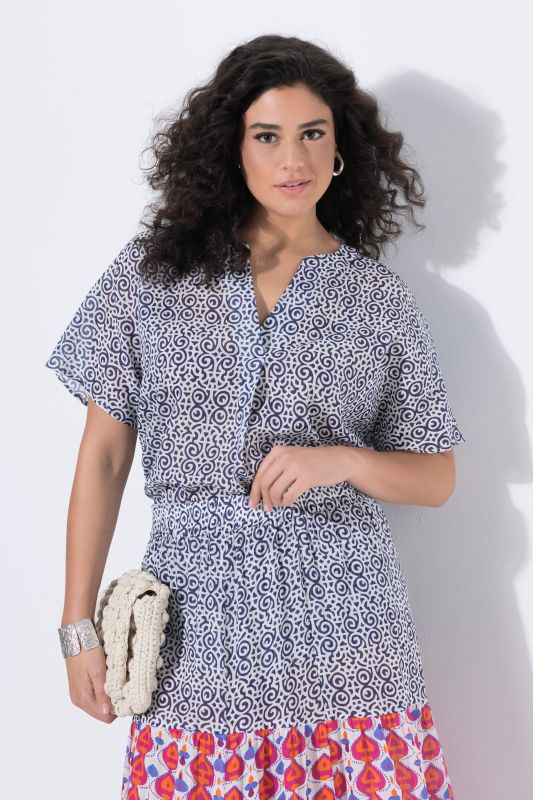 Printed Split Neck Blouse