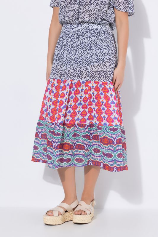 Mixed Print Elastic Waist Skirt