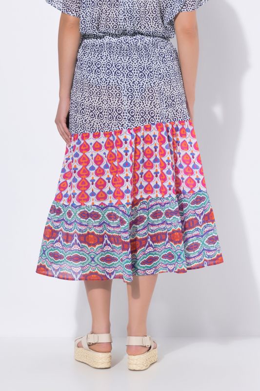 Mixed Print Elastic Waist Skirt