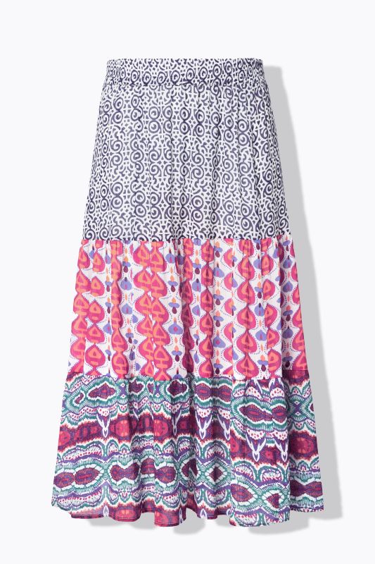 Mixed Print Elastic Waist Skirt