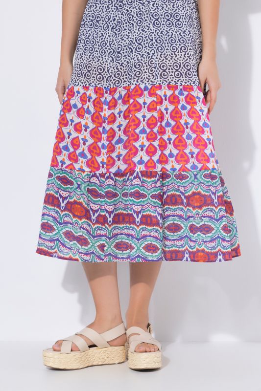Mixed Print Elastic Waist Skirt