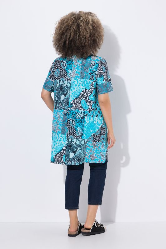 Patchwork Paisley Short Sleeve Knit Tunic