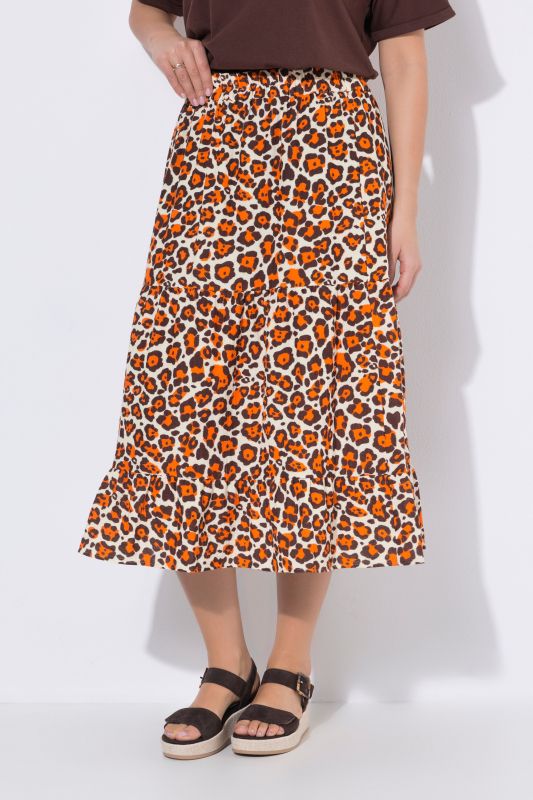 Muslin Leopard Print Elastic Waist Skirt