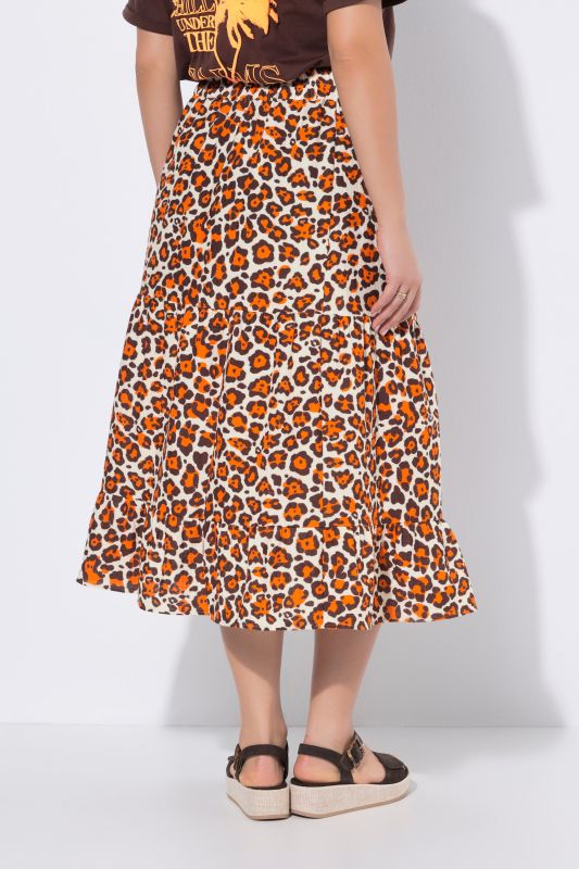 Muslin Leopard Print Elastic Waist Skirt