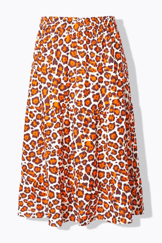 Muslin Leopard Print Elastic Waist Skirt