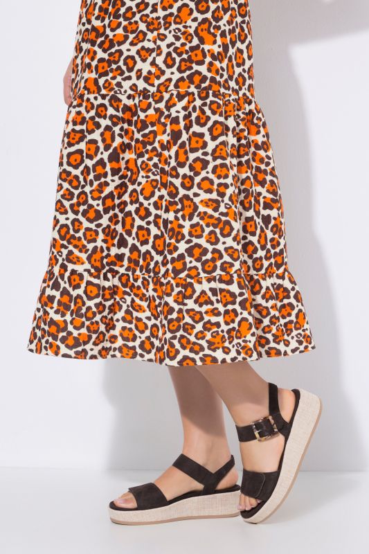 Muslin Leopard Print Elastic Waist Skirt
