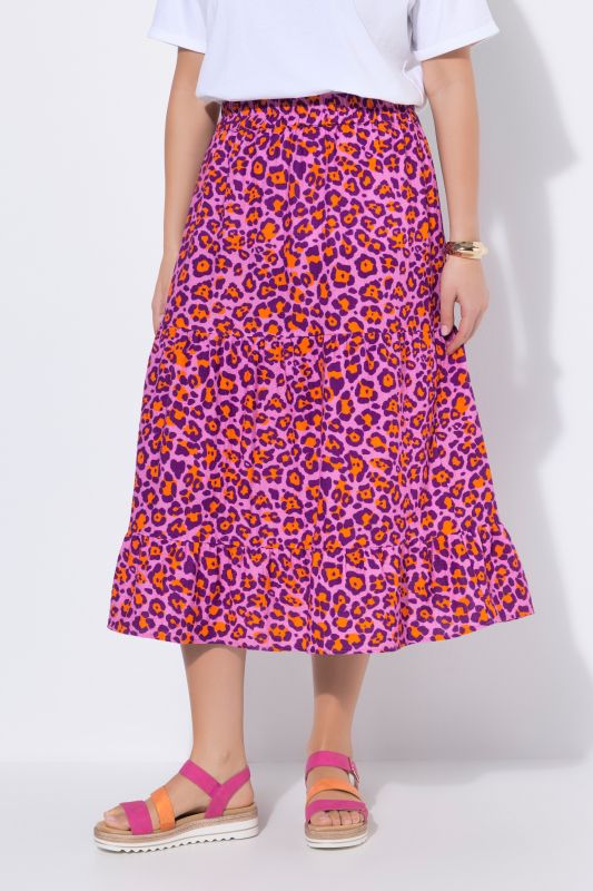 Muslin Leopard Print Elastic Waist Skirt