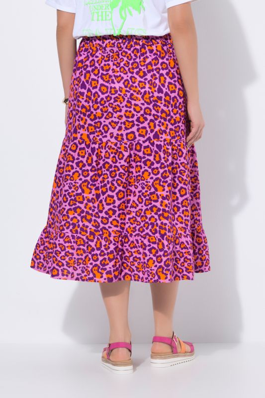 Muslin Leopard Print Elastic Waist Skirt
