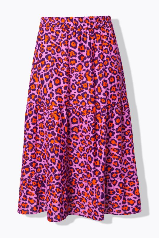 Muslin Leopard Print Elastic Waist Skirt