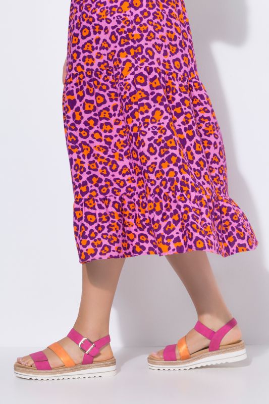 Muslin Leopard Print Elastic Waist Skirt