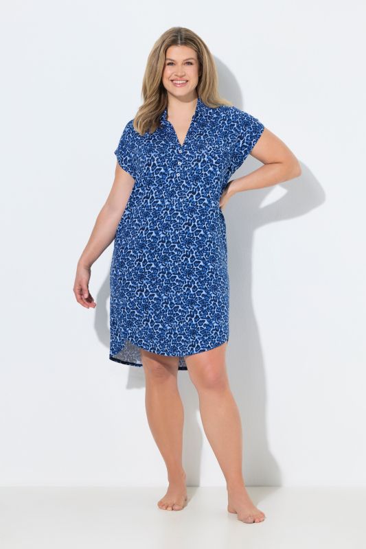 Leopard Print Collared Nightgown