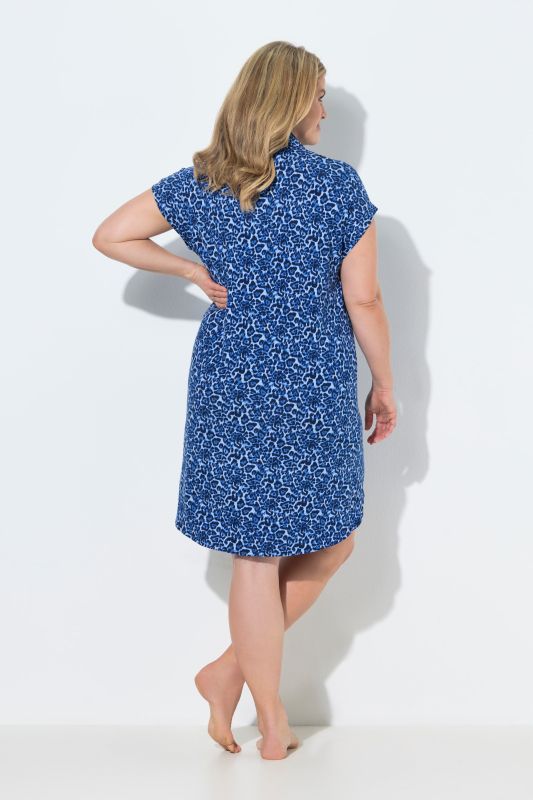 Leopard Print Collared Nightgown