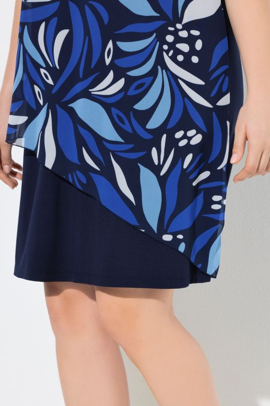 Abstract Floral Chiffon Panel Dress