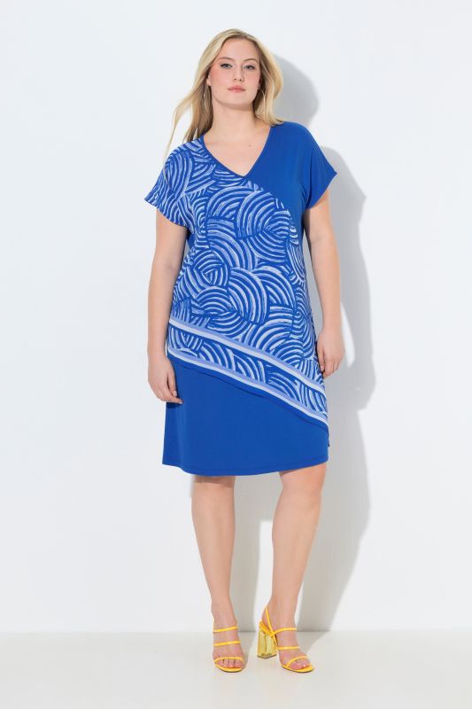 Wave Print Chiffon Panel Dress
